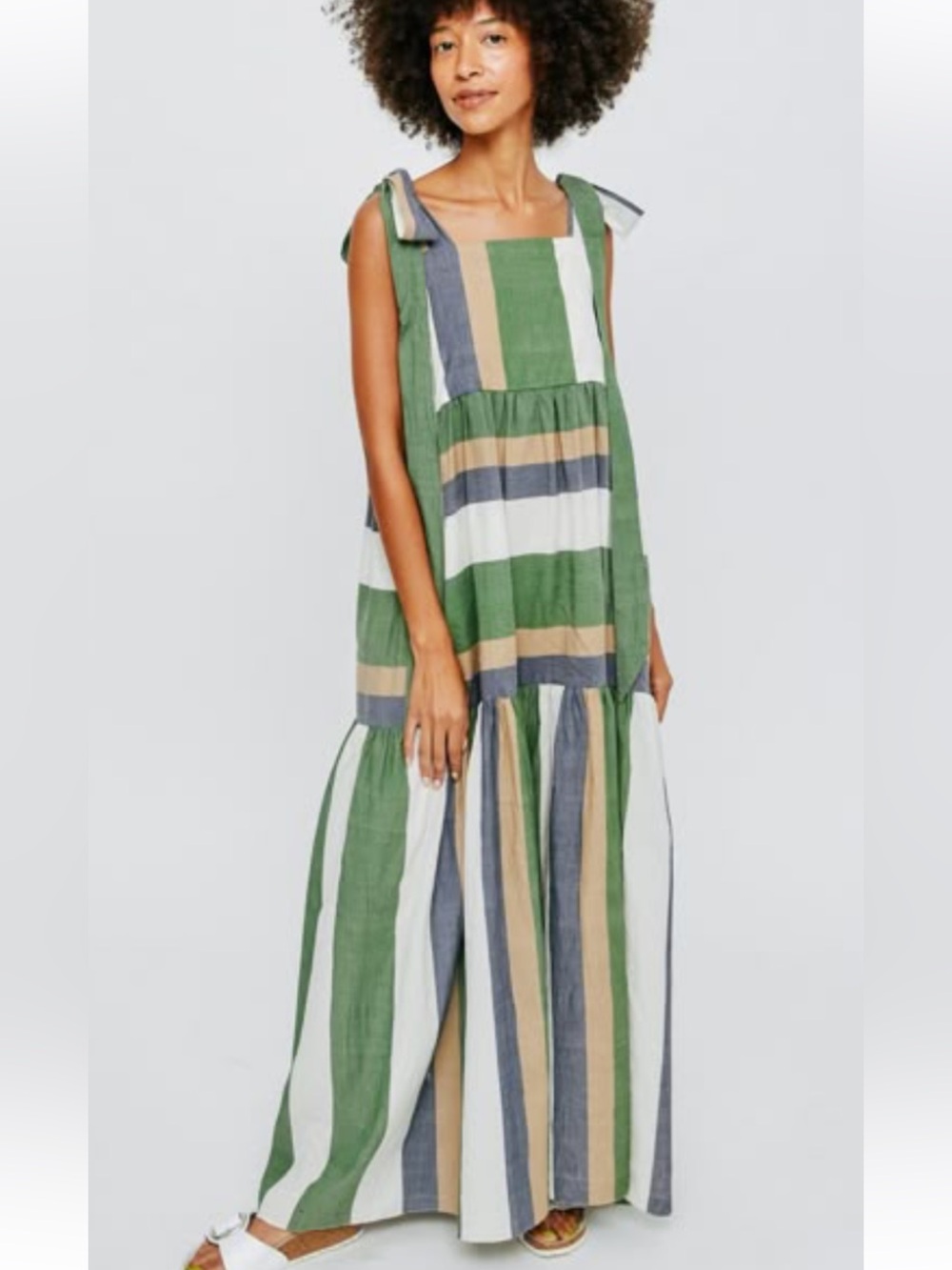 Mirth Green Striped Maxi Dress - Picture 1 of 8